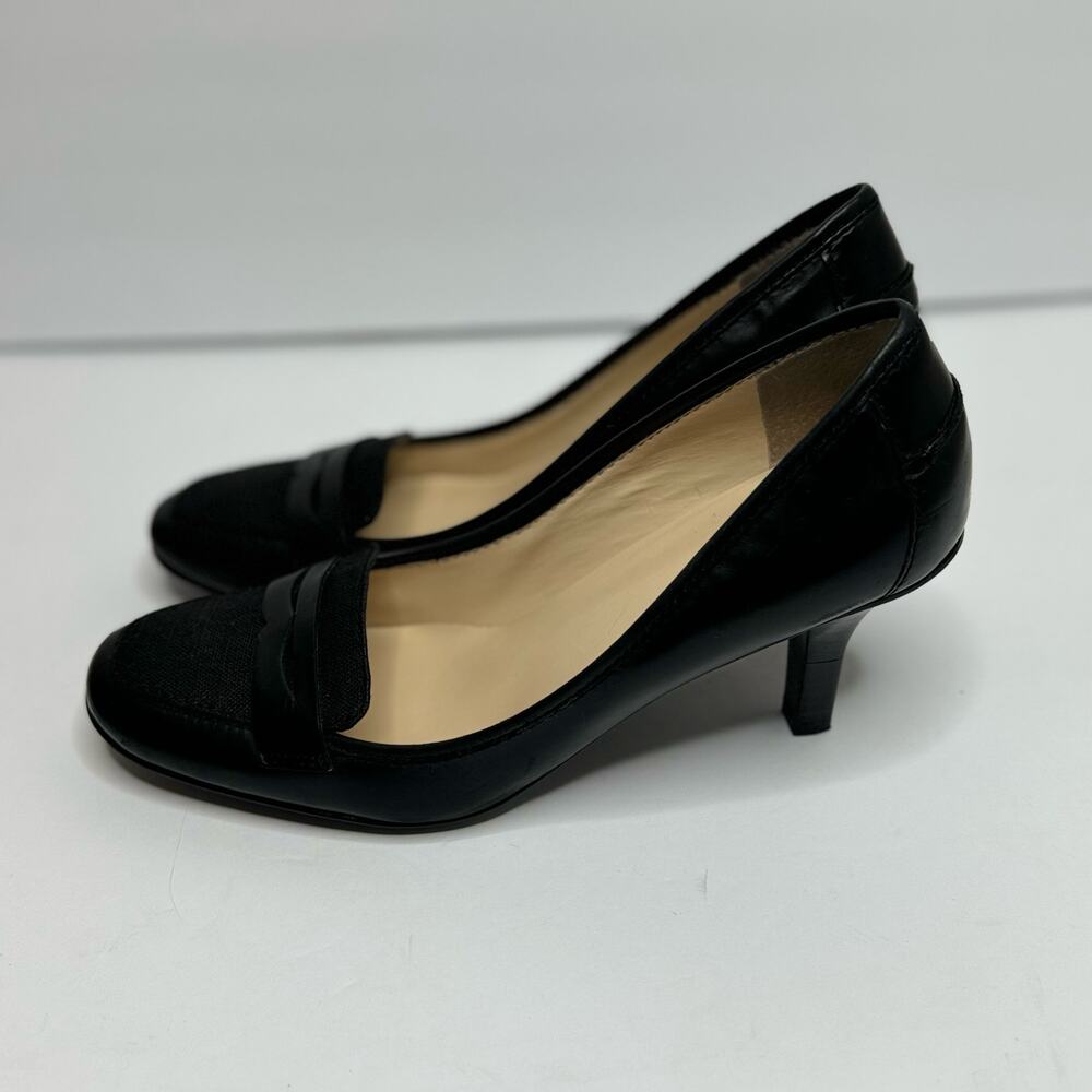 Lauren Ralph Lauren Esme Black Leather Loafer Pump Heels Women's size 7